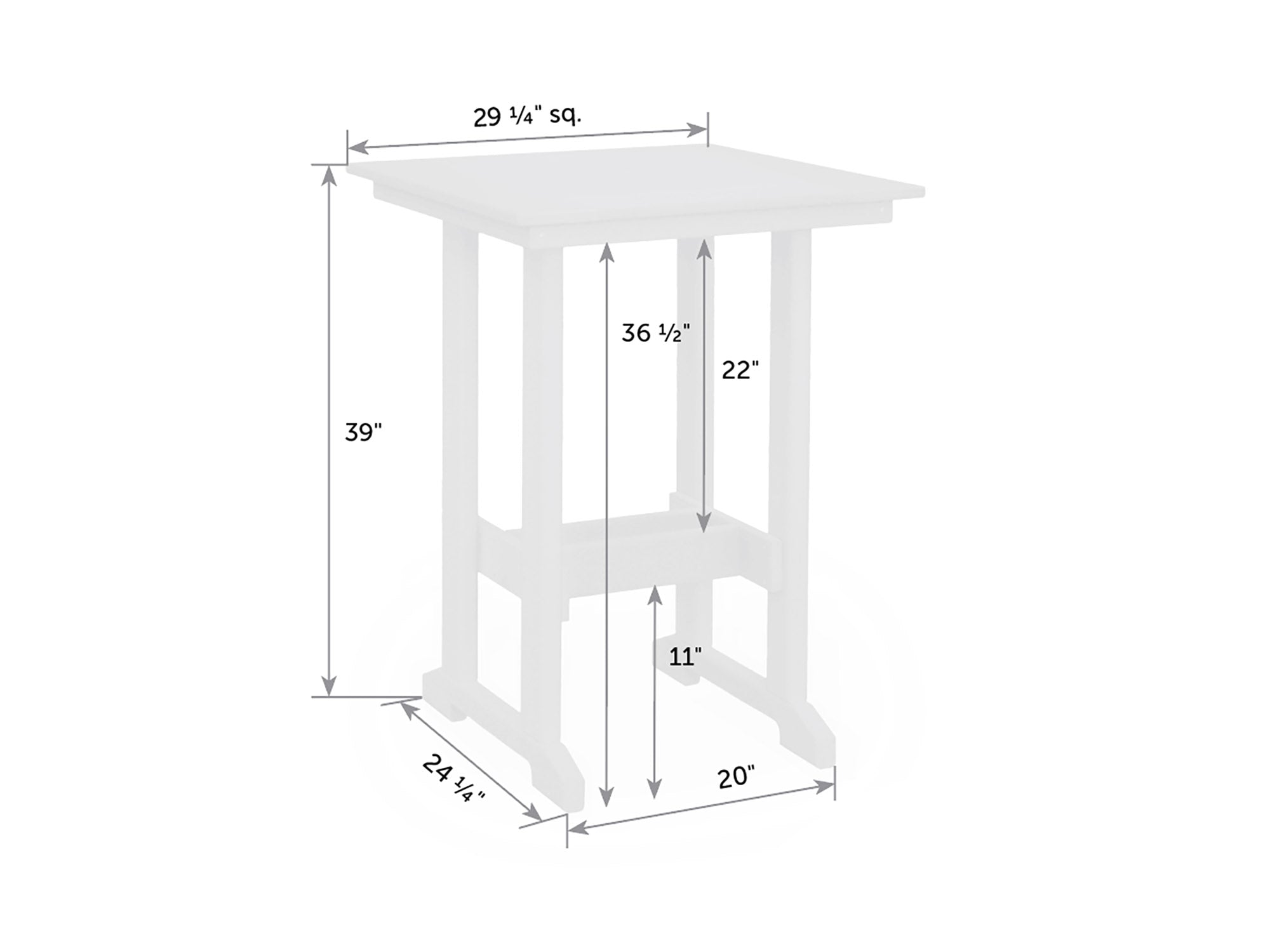Great Bay 29" Square Bar Table