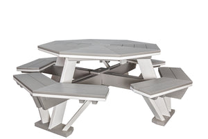 Picnic 52" Octagon Table with Benches Attached